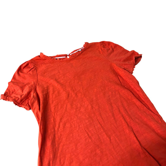 Short Sleeve Top Women's Red Cotton Ruffle Detail Casual Wear UK10