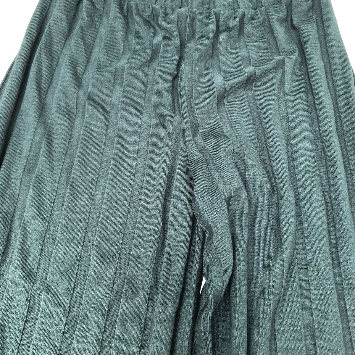 River Island Wide Leg Trousers UK10 Women's Ribbed Stretchy High Waist Green