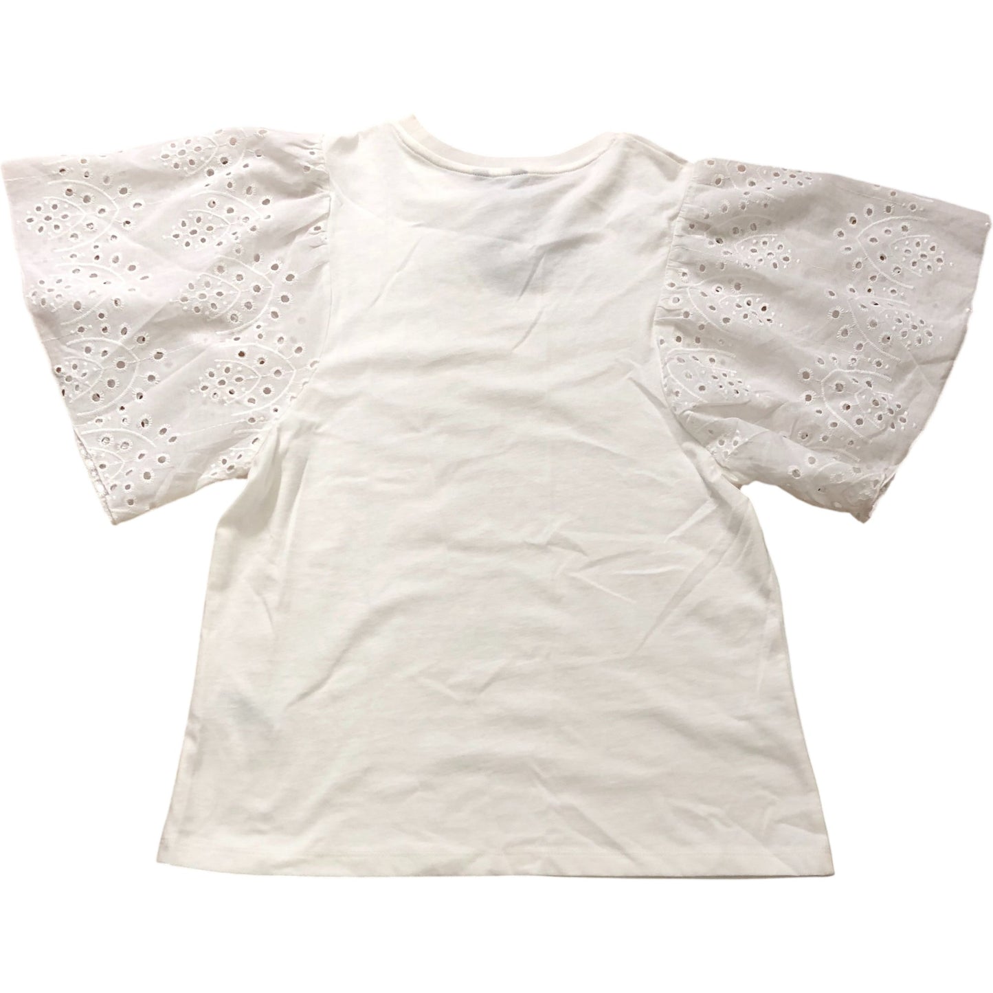River Island Women's XS White Top Eyelet Detailed Puff Sleeve Summer Fashion