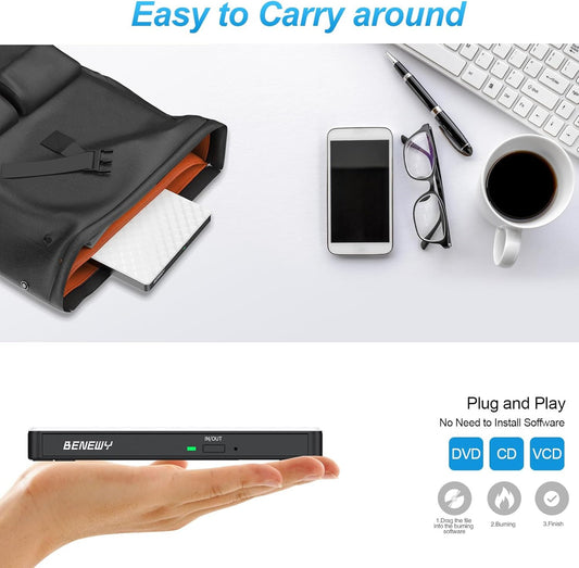 BENEWY external CD/DVD Drive, model SY879 WHITE