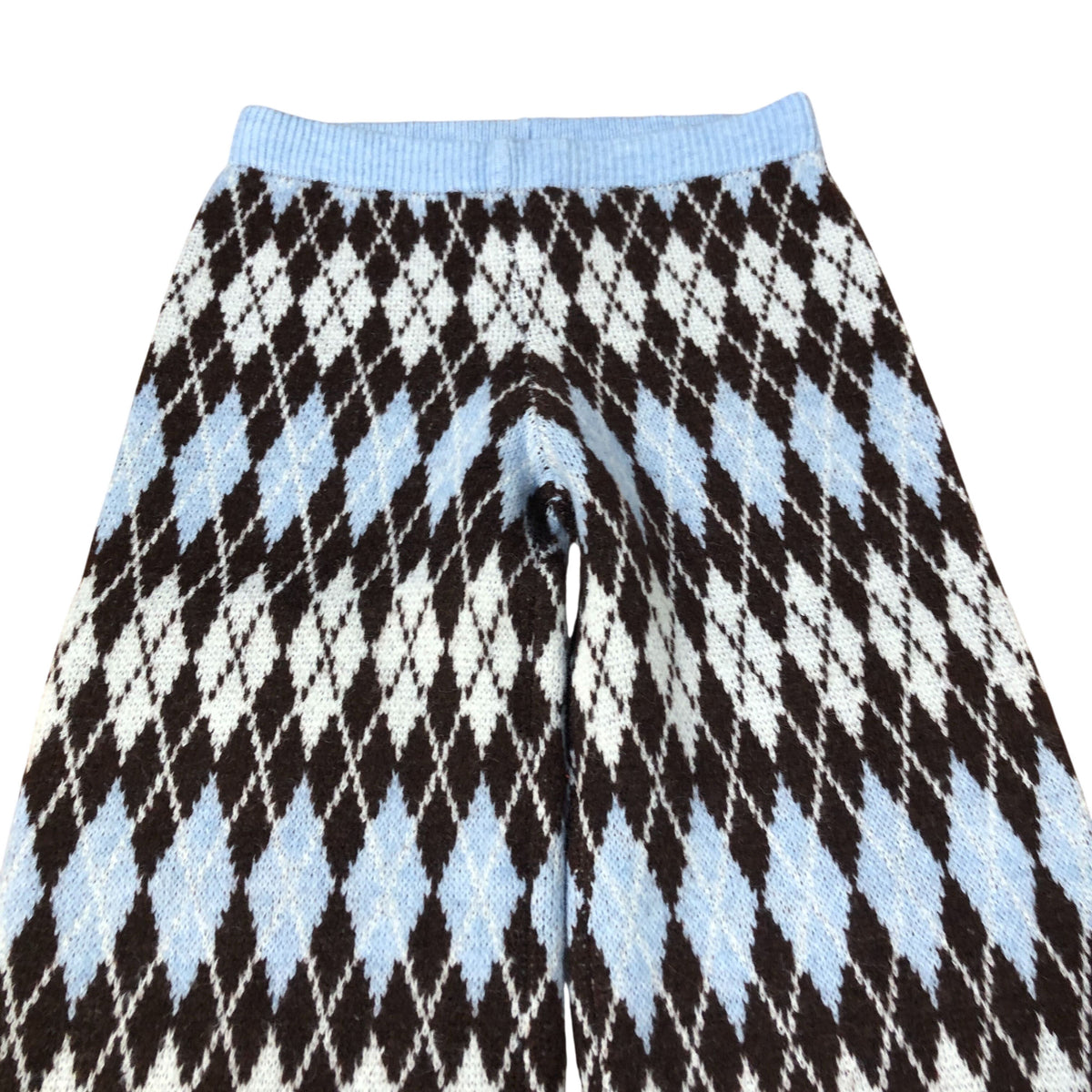 River Island Argyle Trousers Women's Warm Knit Patterned Brown Blue