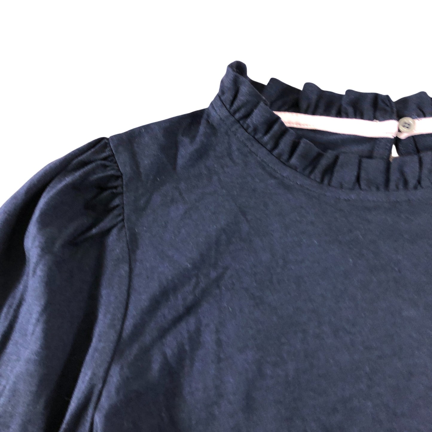 Navy Long Sleeve Frill Top - Size 6