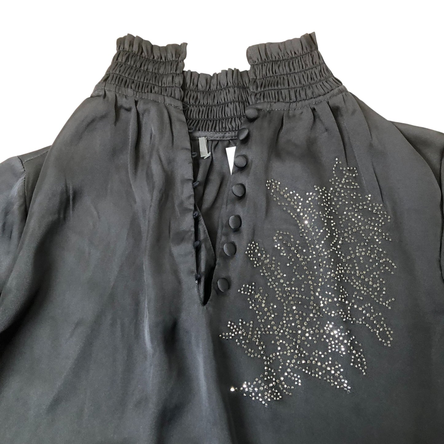 Black Blouse Women's Embellished Long Sleeve XS