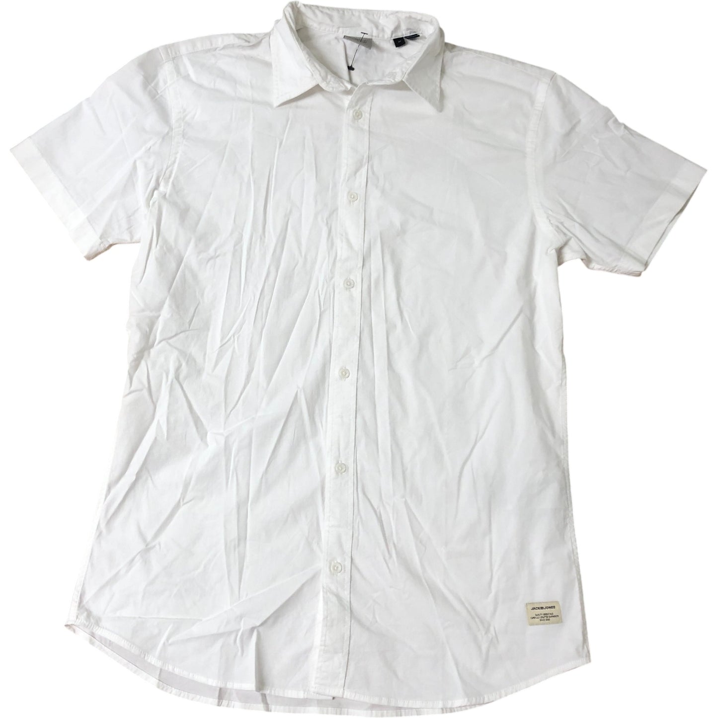 Jack & Jones Plain White Short Sleeve Shirt M Men's Casual Summer Top