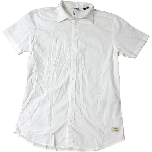Jack & Jones Plain White Short Sleeve Shirt M Men's Casual Summer Top