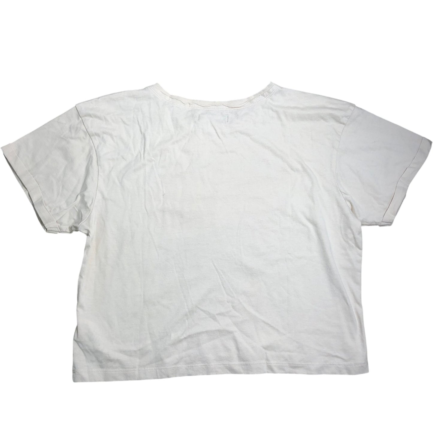 VU Pusheen Cat T Shirt Size L Women's Casual Cropped Cream Graphic Tee