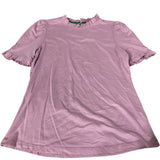 Boden Puff Sleeve T-Shirt Women's Ruffle Trim Lilac Cotton Blend UK10