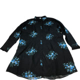 River Island Plus Floral Print Shirt Dress Women's Cotton Long Sleeve Black UK24