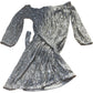 Off The Shoulder Sequin Dress UK18 Women's Silver Long Sleeve Party