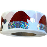 Glitter Christmas Hat Stickers Roll Self Adhesive Craft 500 Pieces