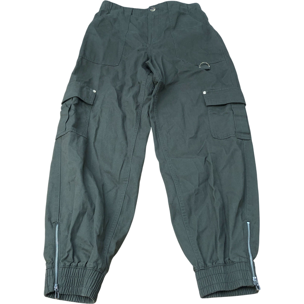River Island Cargo Pants Size 12 Green Cotton Utility Style Trousers