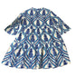 Women's 14R Blue Pineapple Print Summer Dress Half Sleeve A-Line