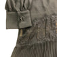 River Island UK16 Women's Black Lace Sheer Pleated Detail Blouse Long Sleeve