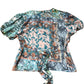 Boho Print Short Sleeve Wrap Top Size 24 Women's Green