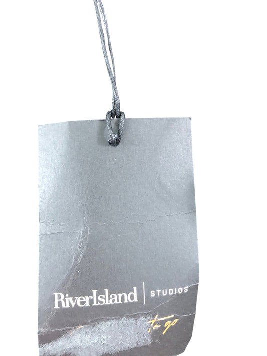 River Island Studios Black Ribbed Tank Top XS Women's Button Detail Sleeveless