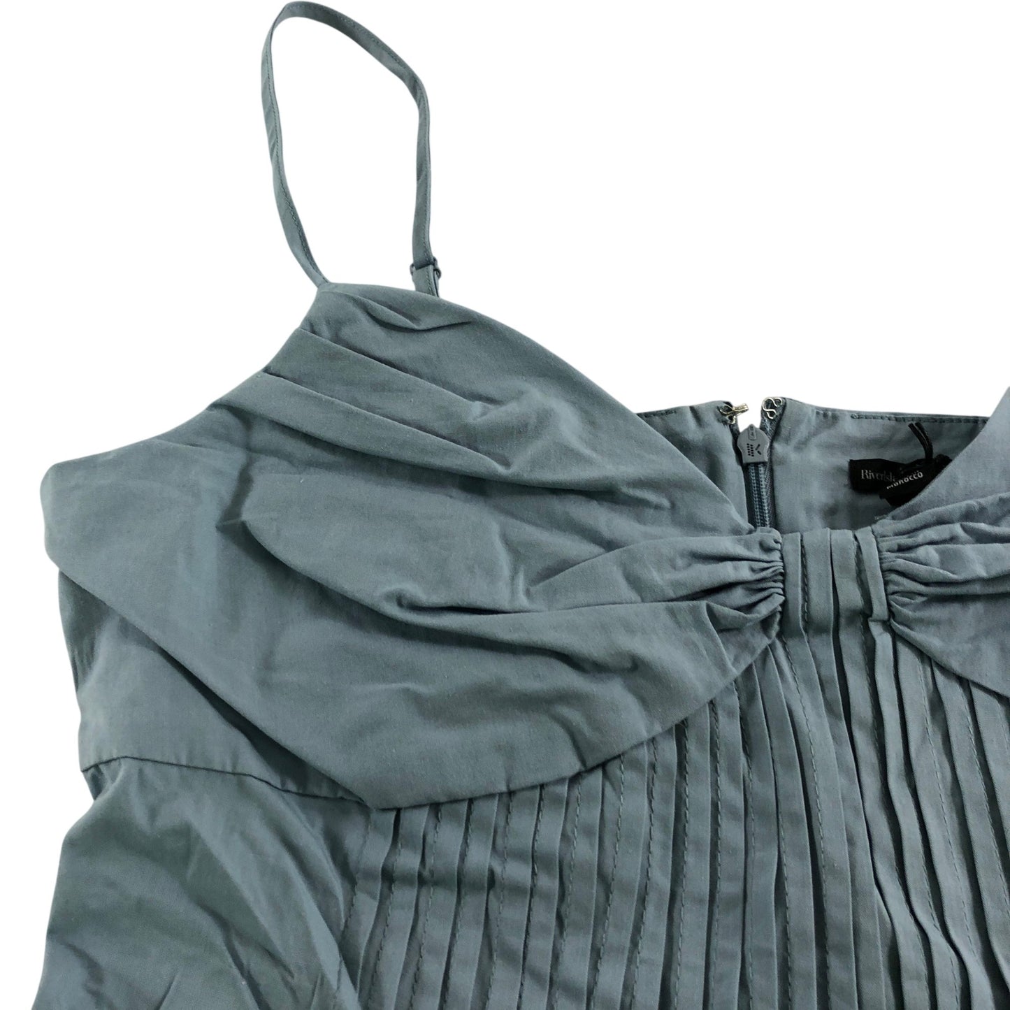 River Island UK12 Women's Light Blue Pleated Spaghetti Strap Tank Top
