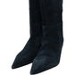 Branded Black Suede Low Heel High Leg Pointed Boots Size UK 7 Women