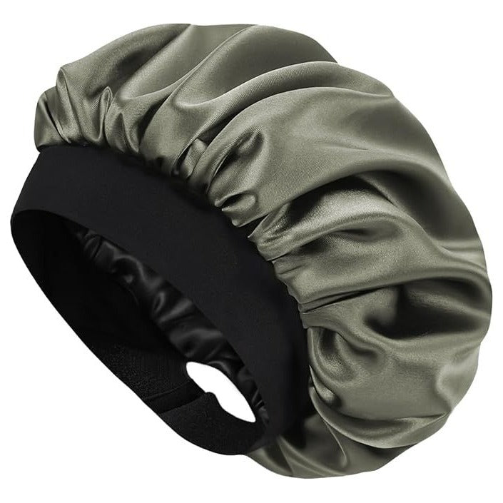 Hat Hut Satin Bonnet One Size Protect Shine Hair Sleep Cap Olive Green
