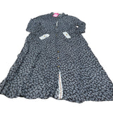 Long Sleeve Button Up Dress Size 12 Women Floral Print Viscose Black