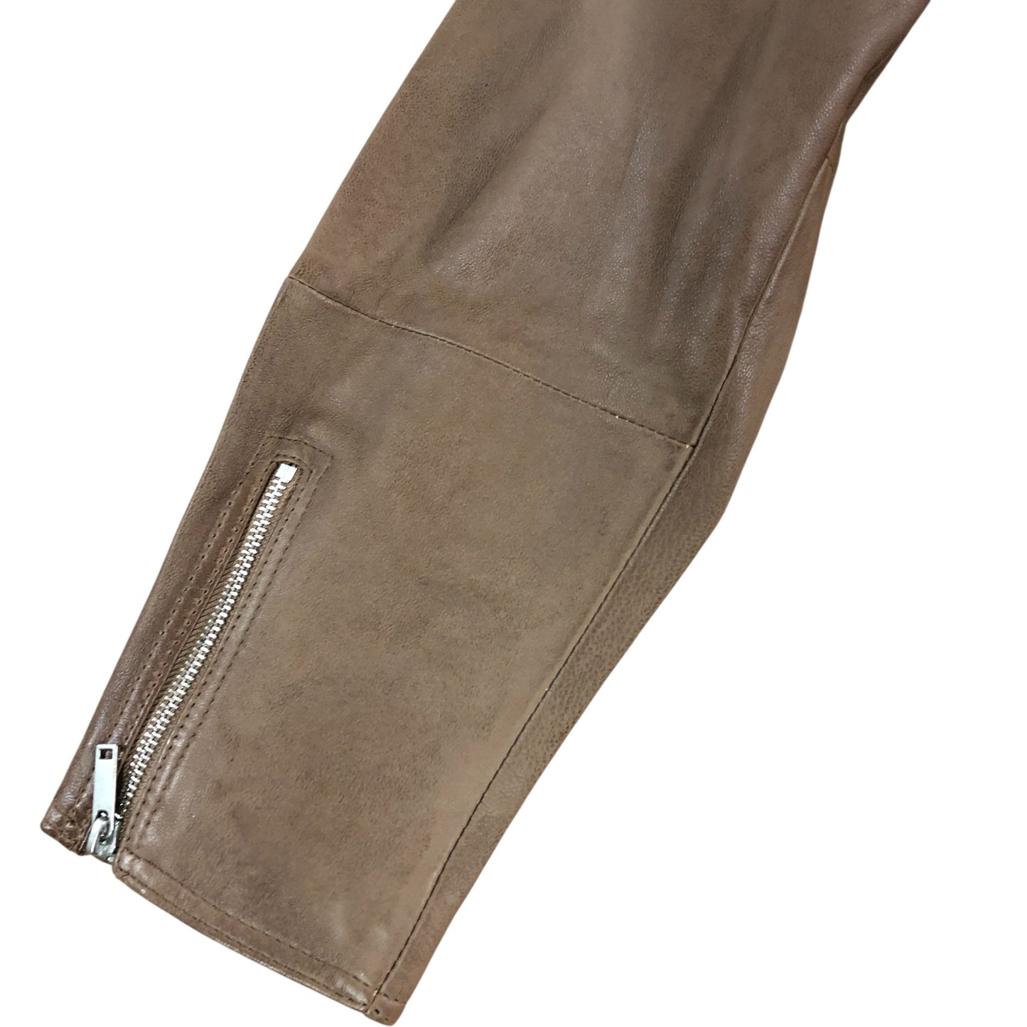 Branded Tan Brown Leather Biker Jacket UK18