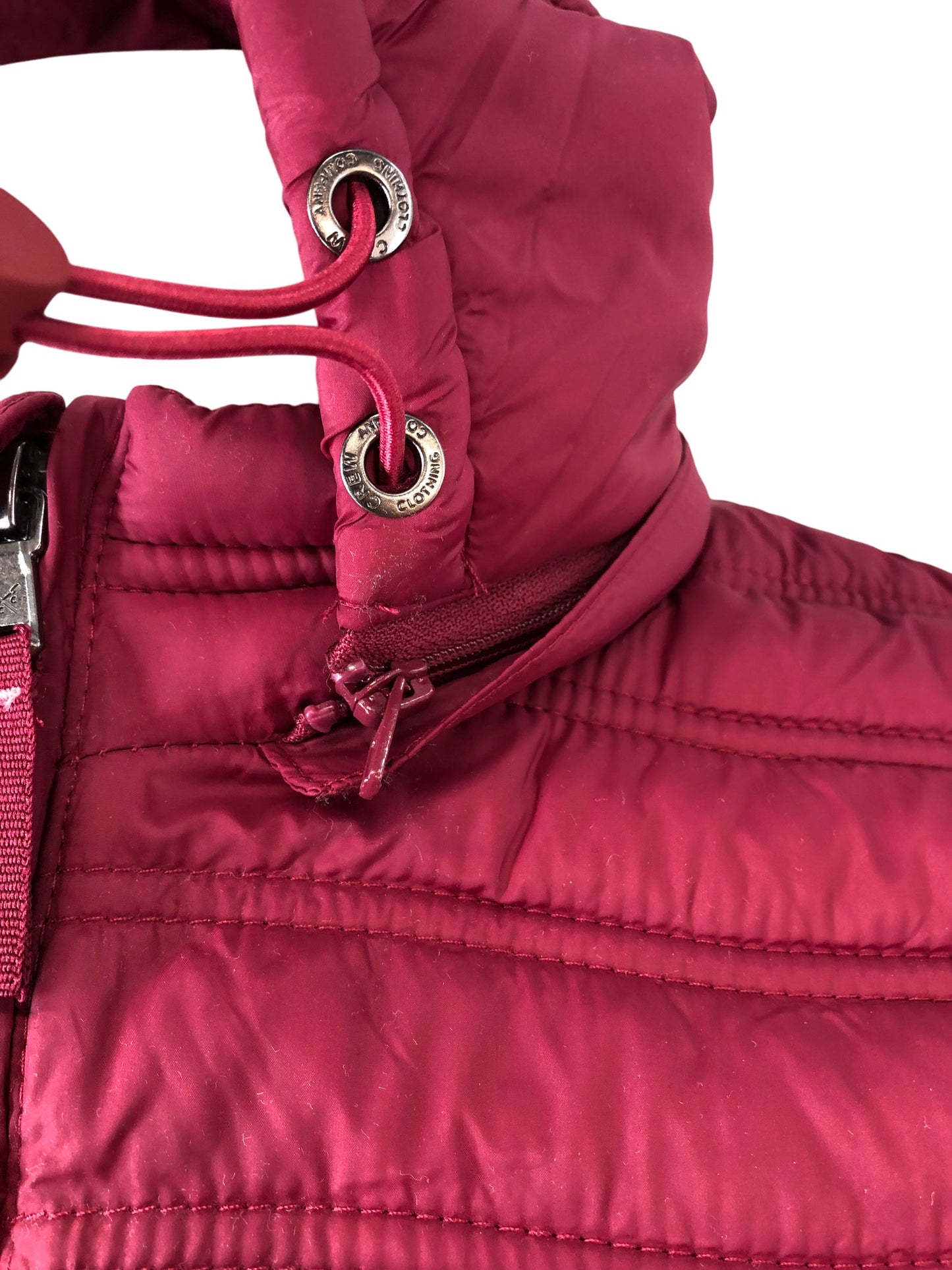 Branded Puffer Jacket Women's Hooded Burgundy Quilted Size 10
