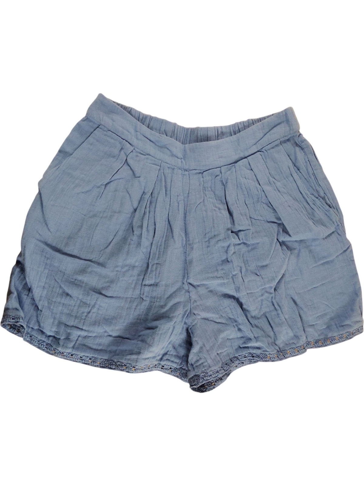 Blue Women's Skirt Size S Cotton Texture Lace Detail Summer