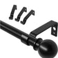 Black Metal Splicing Curtain Rod Adjustable Length 52 Inch