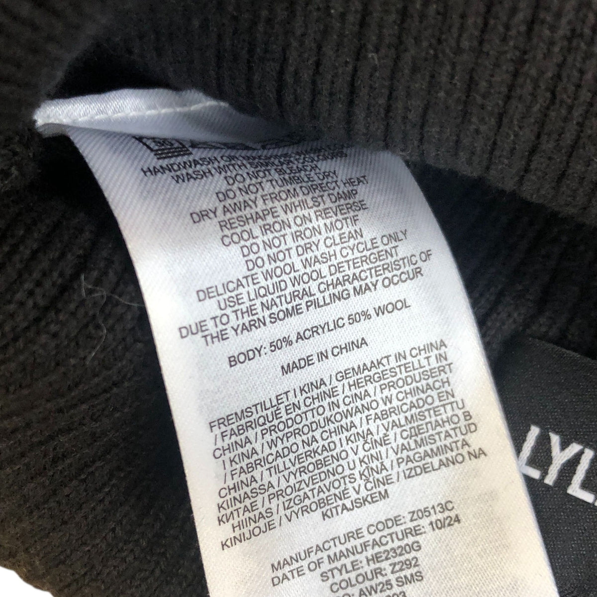 Black Wool Blend Beanie Hat Unisex One Size