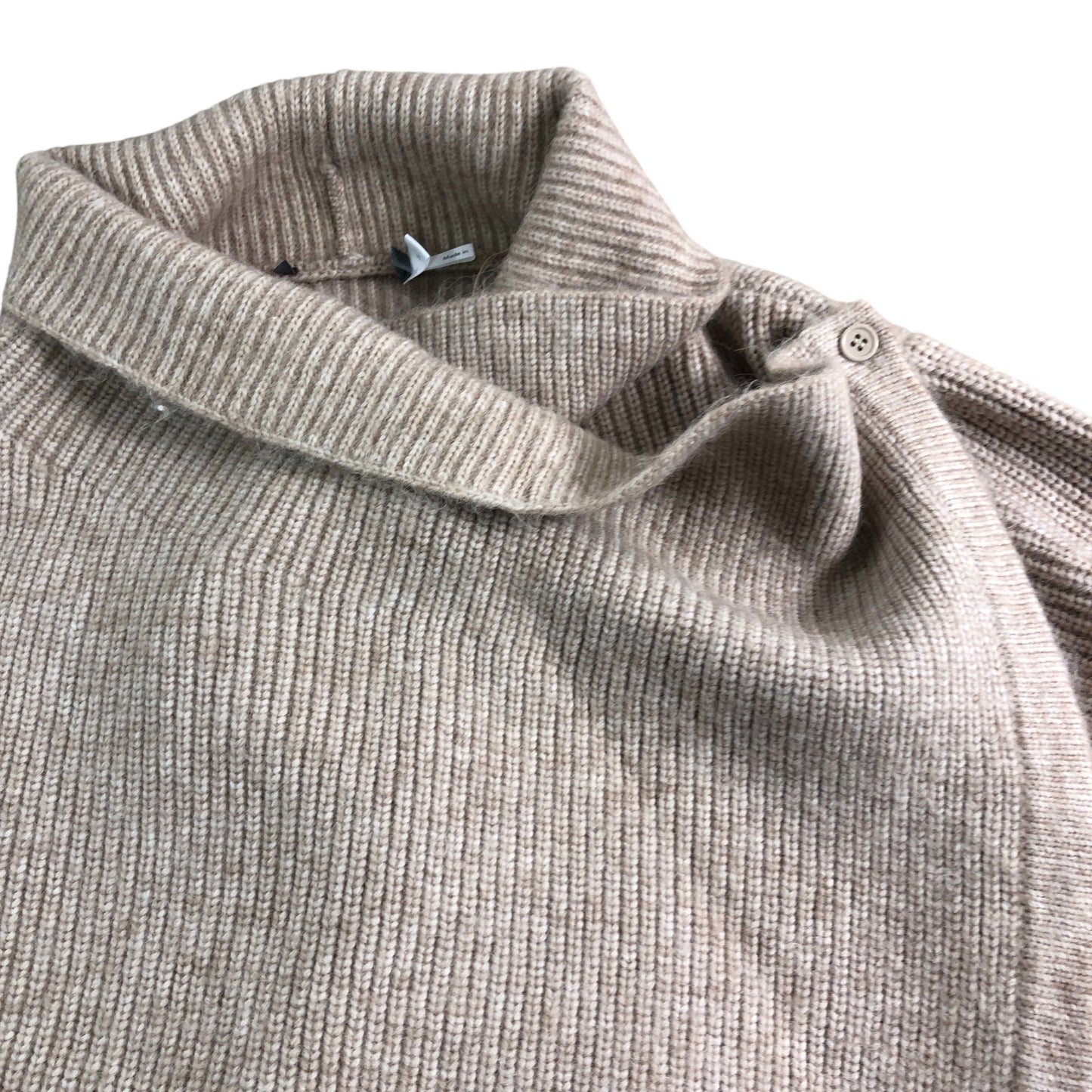 Branded Neutral Asymmetric Knitted Cardigan - Size 10