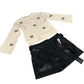 River Island Set Sweater With Heart Detailing And Black Faux Leather Shorts