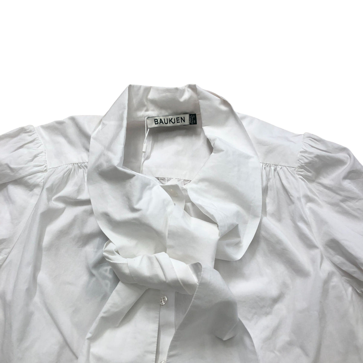 Baukjen Araya Organic Cotton Bow Neck Blouse Pure White Size 12