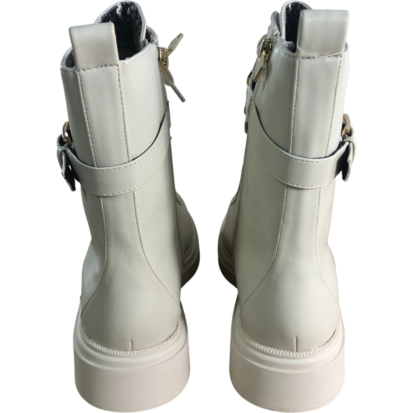 River Island Cream Lace Up Chunky Ankle Boots UK7