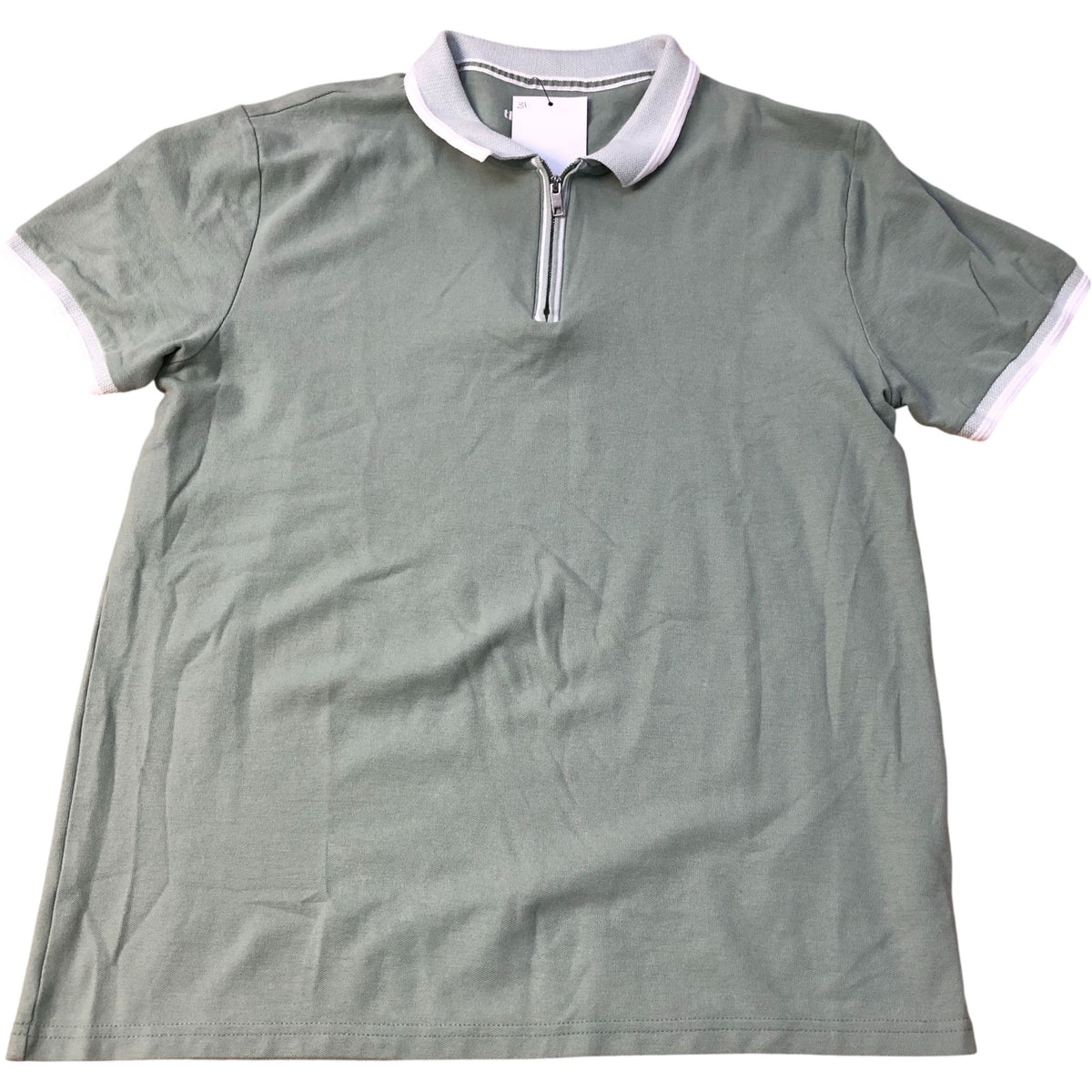 Threadbare Polo Shirt Regular Fit Khaki Zip Neck Size L