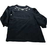 River Island UK S Women's Black Sweater Embellished Flower Design