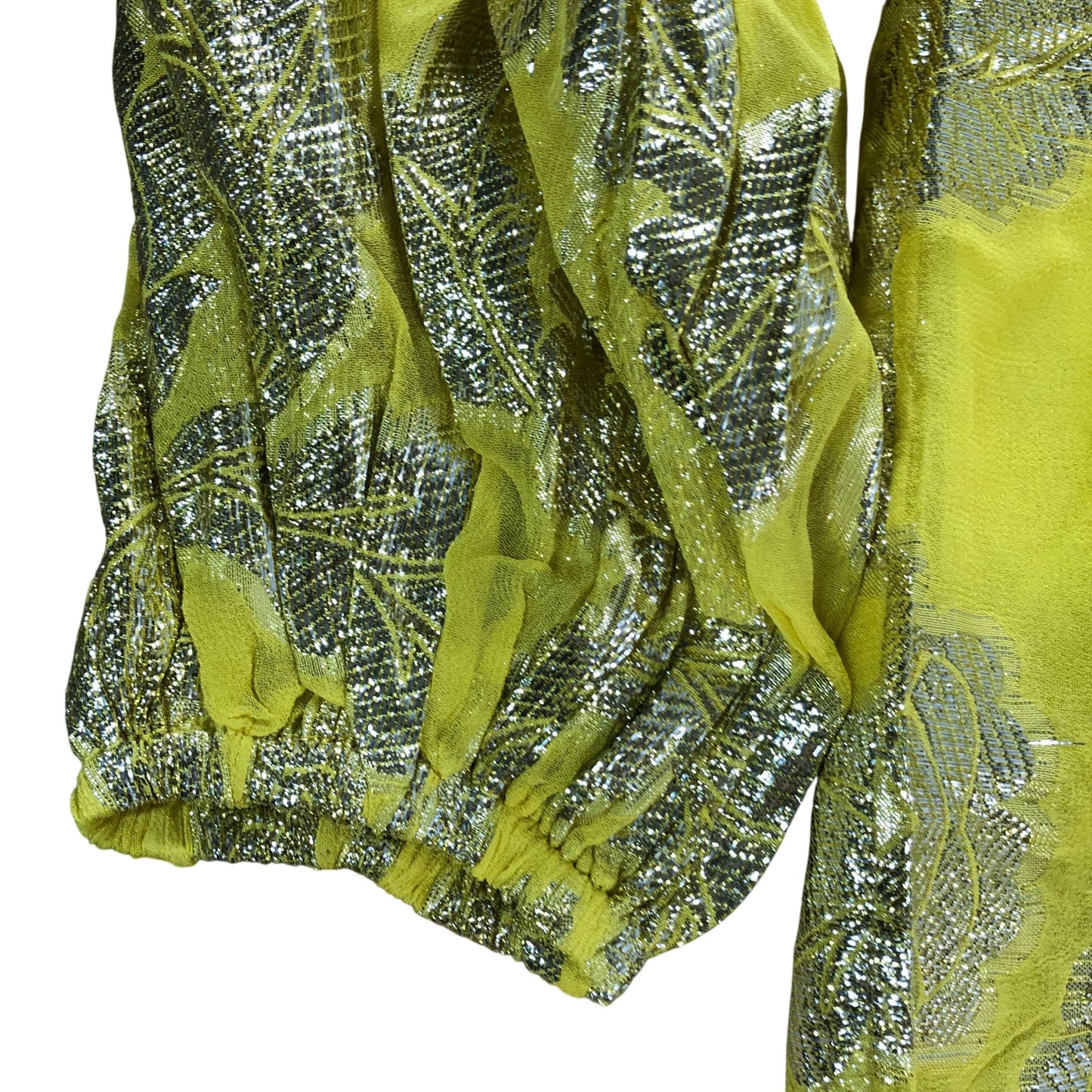 River Island Women's Yellow Floral Metallic Playsuit - Size 6