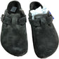 Birkenstock Boston VL Shearling UK7.5 Women's Suede Open Back Slippers Grey