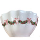 Decorative Christmas Snack Bowl White Scalloped Edges