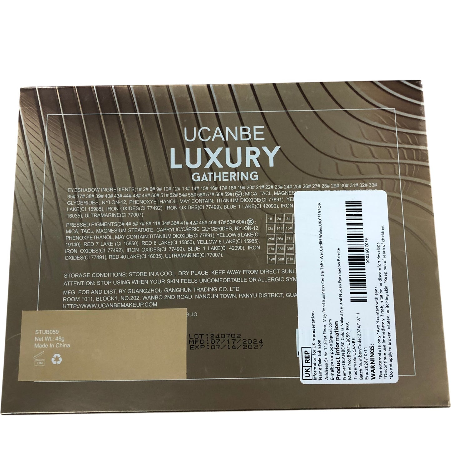 UCANBE Luxury Gathering 60 Colours Naked Neutral Nudes Eyeshadow Palette