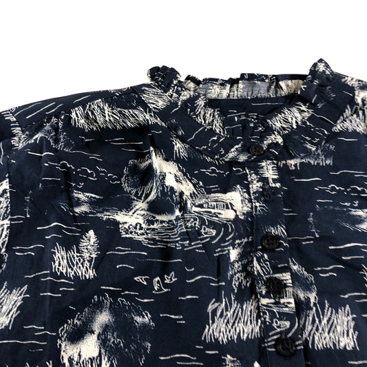 Crew Clothing Company Casual Shirt Size 12 Navy Patterned Short Sleeve Shirt