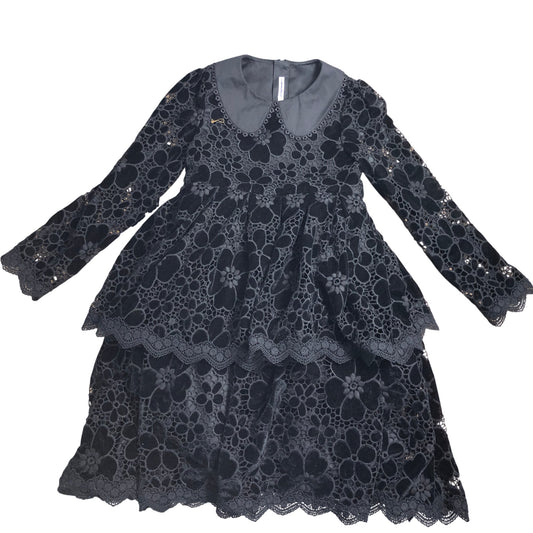 Angel & Rocket Girls Black Lace Flower Dress 10 Years Long Sleeve Elegant Outfit