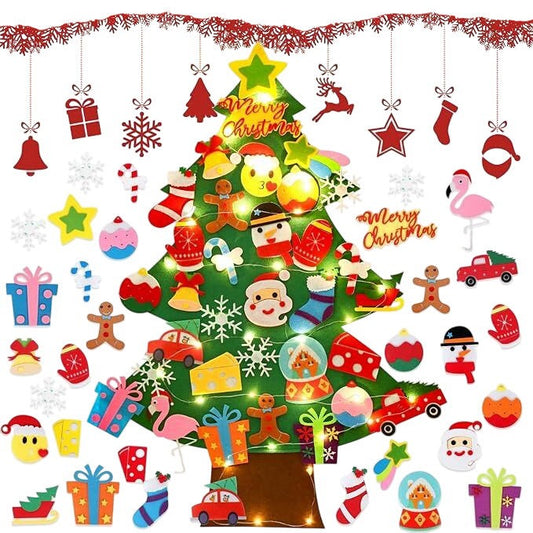 Pre Lit DIY Christmas Tree Set Hanging Hooks Decorations 3FT