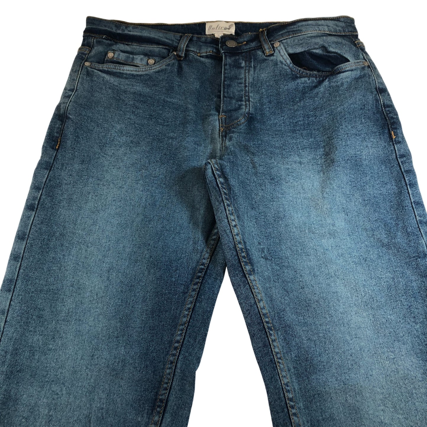 Onfire W30 L32 Men's Denim Jeans Classic Fit Blue Washed Cotton Elastic