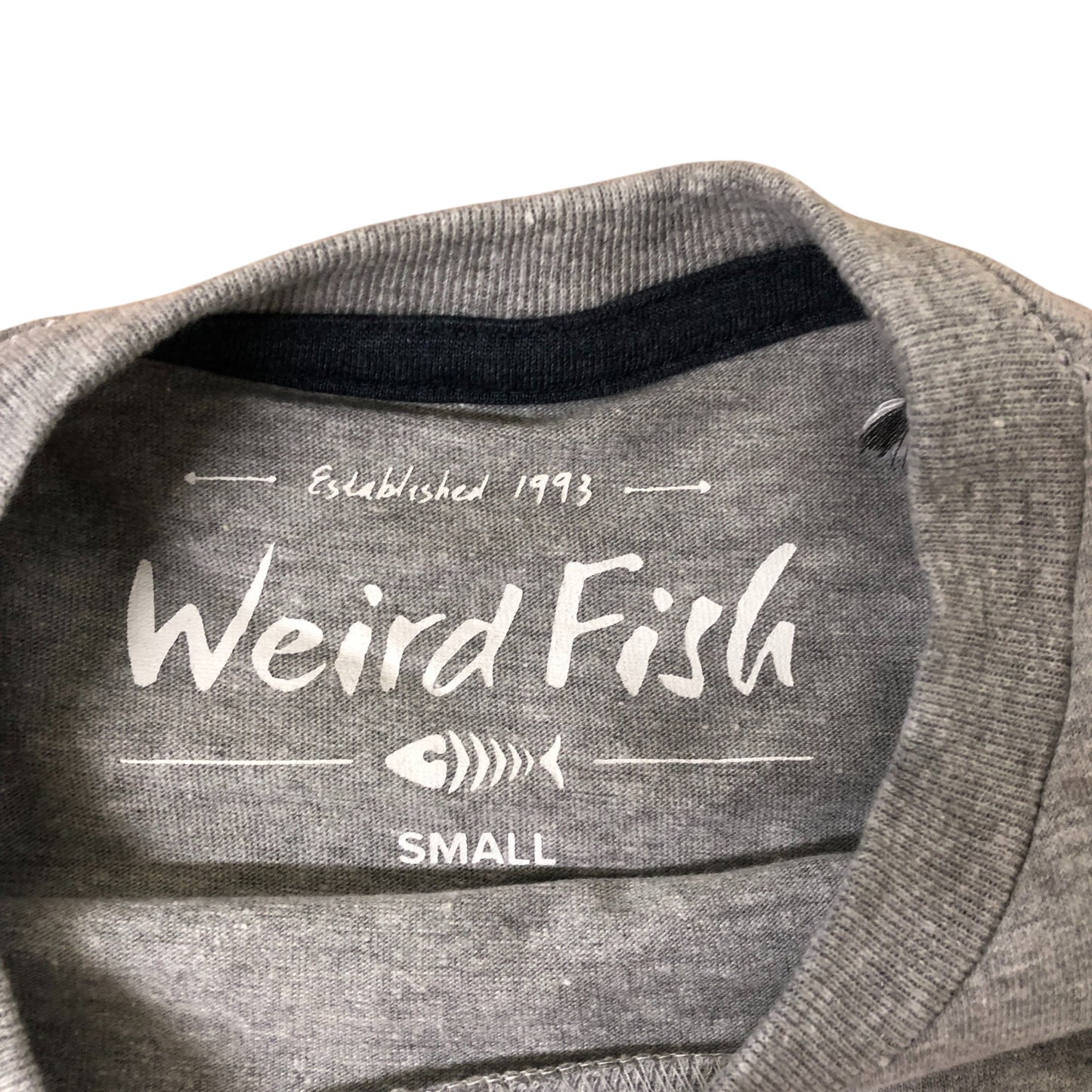 Men's Weird Fish Fished Graphic T-Shirt Small Grey Marl Cotton Blend
