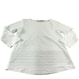 Crew Clothing Company Top Size 10 Mint Green Stripe 3/4 Sleeve Cotton