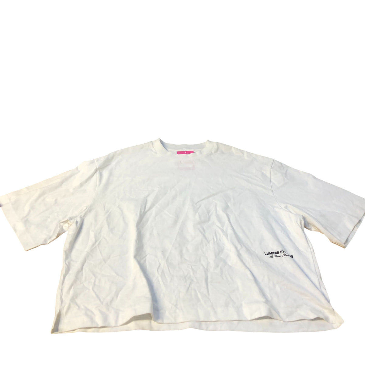 River Island Luminis Studios T-Shirt Men's White Casual Boxy Fit Medium