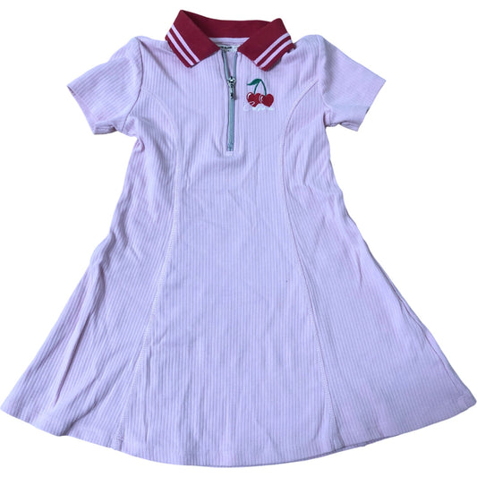River Island Mini Girls Dress Size 2-3 Years Pink Short Sleeve Cherry Design