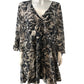 River Island Summer Top UK18 Women's Flowy Floral Print V Neck Brown Dress