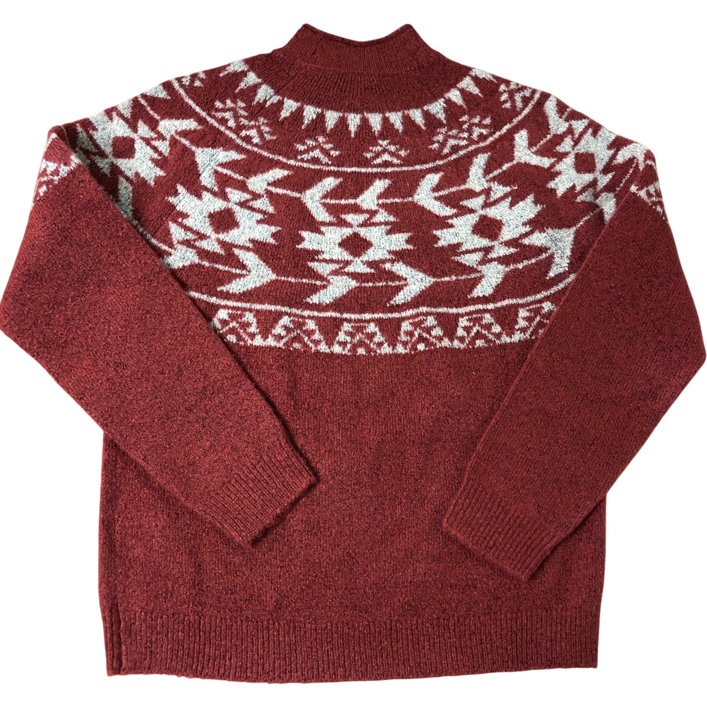 Weird Fish Sweater UK6 Women's Red Fair Isle Pattern Knit Top Style Warm
