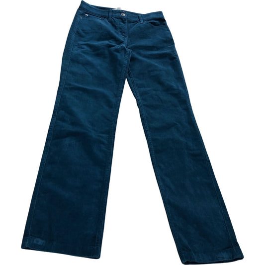 Teal Corduroy Trousers UK8R Women's Organic Cotton Stretch Casual