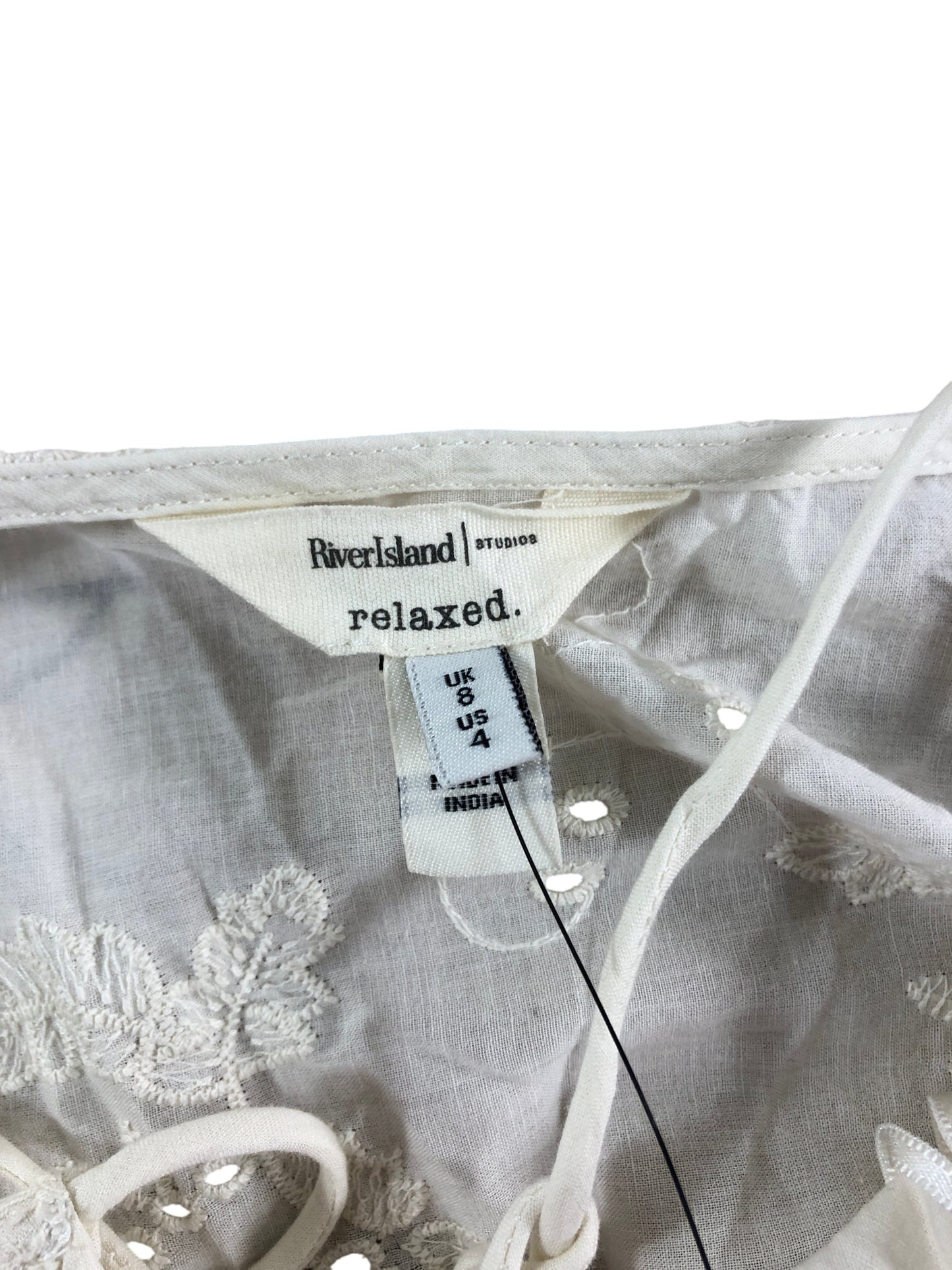 River Island Studios Relaxed Camisole Top 8 Women's Embroidered Cream Spaghett